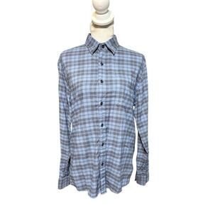 Faherty Men's M Movement Blue Ash Plaid Featherweight Twill Button Up Shirt